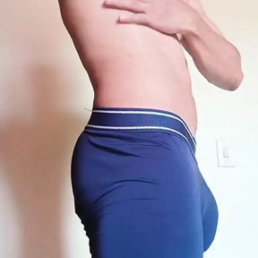 Boy Exercising at Home Shows His Ass and Cock on Camera