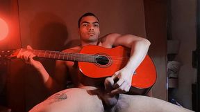 Sexy Chinese guy with big cock plays the Yamaha guitar