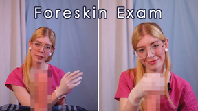 Foreskin Exam with Gloved Handjob