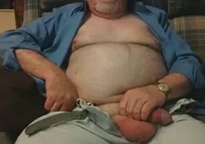 Hairy Grandpa Bear Strokes His Big Cock