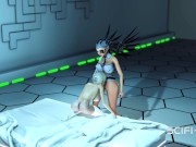 Cyber angel dickgirl fucks a sexy blonde in the space station