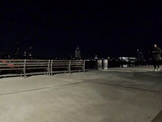 Walking in the town in barely any garments on and peeing hands free. Nearly got caught