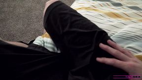 Hot blonde hates on guy who's been masturbating with his biggest cock