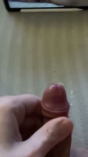 play with my small soft foreskin cock, make him hard and jerk off with cumshot   Clip 2
