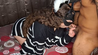 My slutty whore drooling on my cock with a fox tail plug, begging for rough pussy &amp; anal play