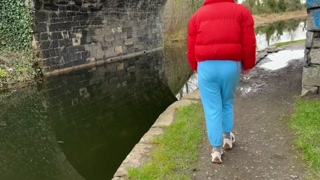 Desperate peeing girl outdoor in public compilation