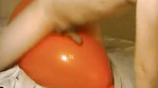Big inflatable orange balloon humping cum 4