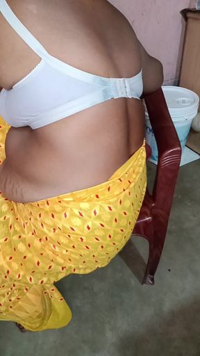 Solo - Yellow Saree Dropping and Fingaring   Clip 1