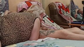 Mother-in-law sucked and ate cum