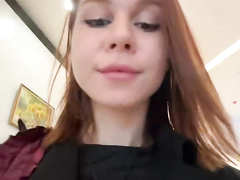 Redhead Beauty Teases & Strips in Elevator Before Intense Solo Play