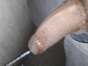 Male pees and try to orgasm
