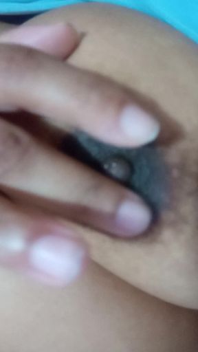 Playing with my and very hard nipples