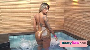 Tattooed tranny barebacked anally by fucker