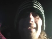 Cute Transgirl Outside at Night Smoking Cigarette and Spitting