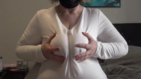 BBW MILF crumples big soft saggy tits.