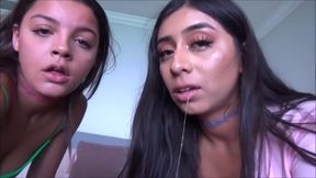 Ella Cruz & Violet Myers - Latina Sisters Catch Dad Spying