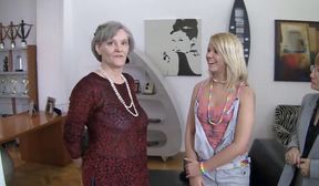 two old grannys and a teen get fucked hard