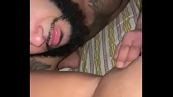 Tatted Lightskin Eating tight white pussy