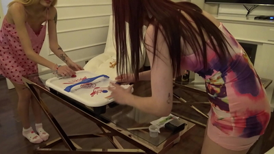 Sexy and tight pussy amateur college girls wants to have precum by ball massage and stroking the dick for a handjob challenge