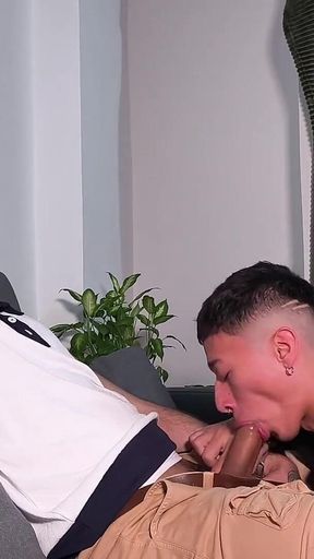 Sexy Twink Jacobo Torres Sucking Hot Stepdaddy Camilo Brown's Big Uncut Cock