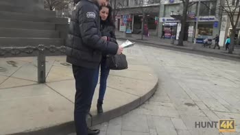 Hunter's Pickup: Young Brunette in Public, Cuckold in the Making