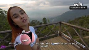 Stepsister gives POV head in the mountains