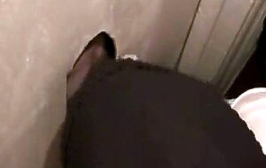 Hot sucking action at the homemade glory hole 6