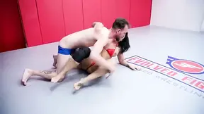Hotty Sheena Ryder and Chad Diamond engage in a steamy mixed wrestling match