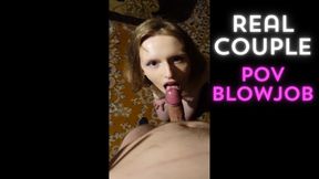 Real couple POV blowjob in portrait view
