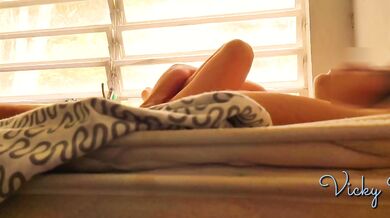 Latin amateur couple make love romantically on golden afternoon