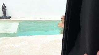 Fuck with naked stepsis in the pool while parents are not at home