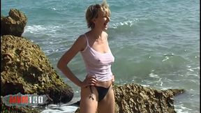 French MILF Estelle Clark Beach Anal &amp; Blowjob with Terry Kemaco