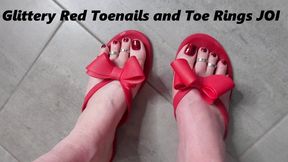 *1280x480* Glittery Red Toenails and Toe Rings JOI MP4