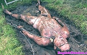 Heeled mistress pissing on slave outdoors