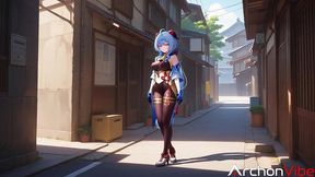 caught a ganyu on stealing and she make me sloppy a blowjob in the alley for my silence [ai]