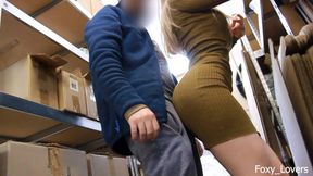 Cheating blonde wife enjoys her big ass fucked doggy style by a hot warehouse worker