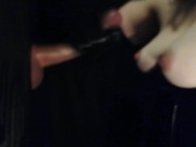 Black latex gloves at the gloryhole