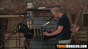 Sebastian Kane's skilled handjob pushes bound slave to edge