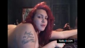 Redhead tranny milf gets BBC