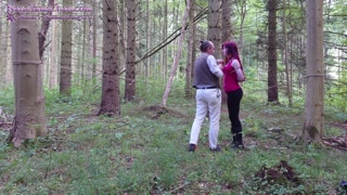 Experiment: Rope walk in public forest; she's rewarded with an orgasm