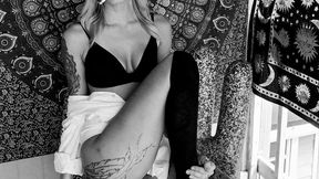 Strip tease smoking and dildo play outside