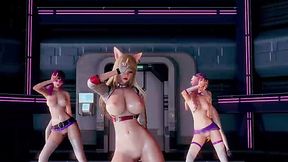 3d animated beauties show all their skills while dancing almost naked