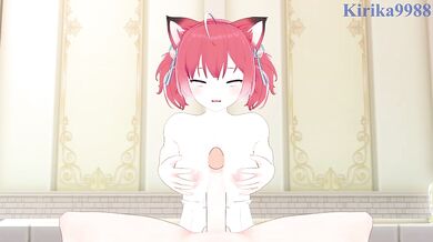 White Swimsuit ruined by thick hentai cumshot at the Spa