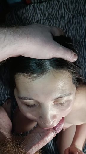 Night cock sucking and fucking in the mouth of my stepmom from korea   Clip 2