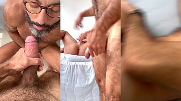 Macho peludo fudendo o meu rabo e leitando fundo