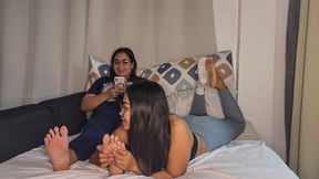 Having a taste of my roommates feet
