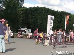 Eiffel Tower Public Sex Threesome Group Orgy With A Cute Girl And 2 Hung Guys Sh