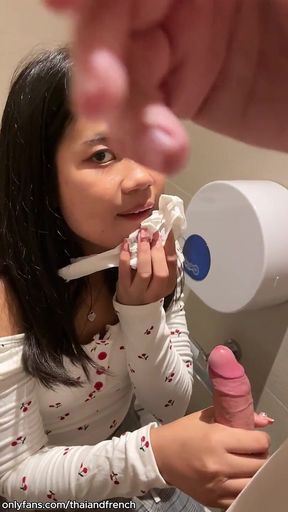 18 Years Old Asian Suck Me in Public Restroom