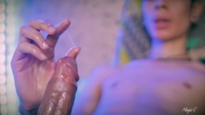 Cute Twink Magic C Jerking His Big Uncut Cock With Lots Of Precum And a Thick Cum Load