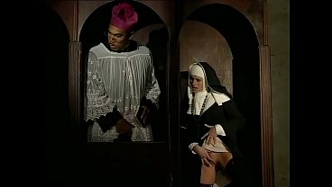 What a slut this nun slut is: she takes the priest'_s big black cock inside the confessional
